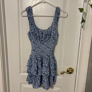 White and blue floral dress